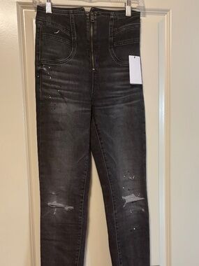 Guess Kat Skinny Jean Black with Paint Splatter